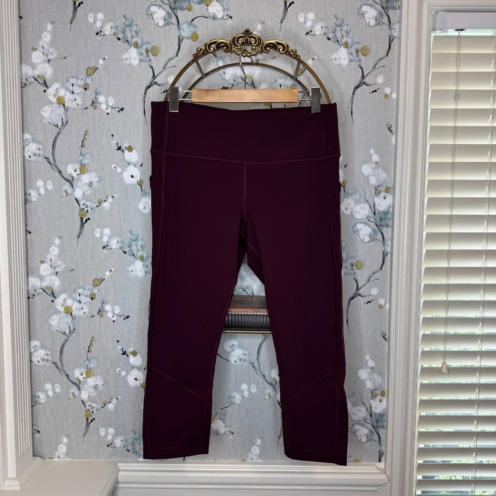 Lululemon All the Right Places Crop II 23 Burgundy Maroon Leggings‎ Womens 12